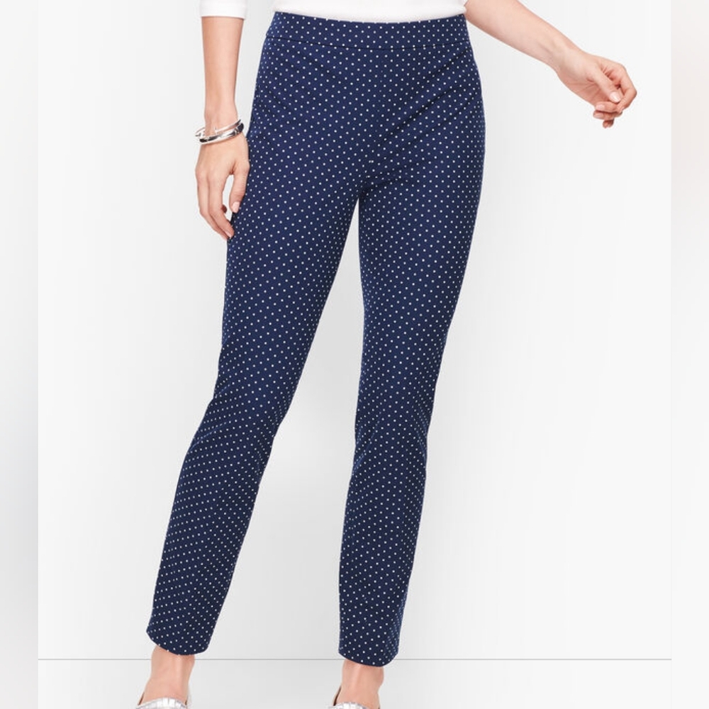 New CHICOS, Chatham Ankle Pant, Garden Dot Navy